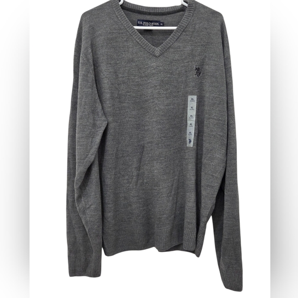 U.S. Polo Assn. V-Neck Soft Pullover Sweater Grey XL - Picture 1 of 11
